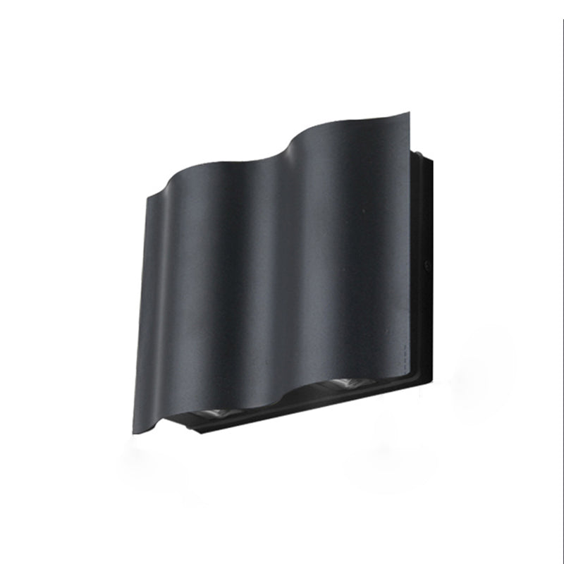Black Rectangular LED Outdoor Wall Lamp in Modern Creative Style Aluminium Waterproof Wall Light