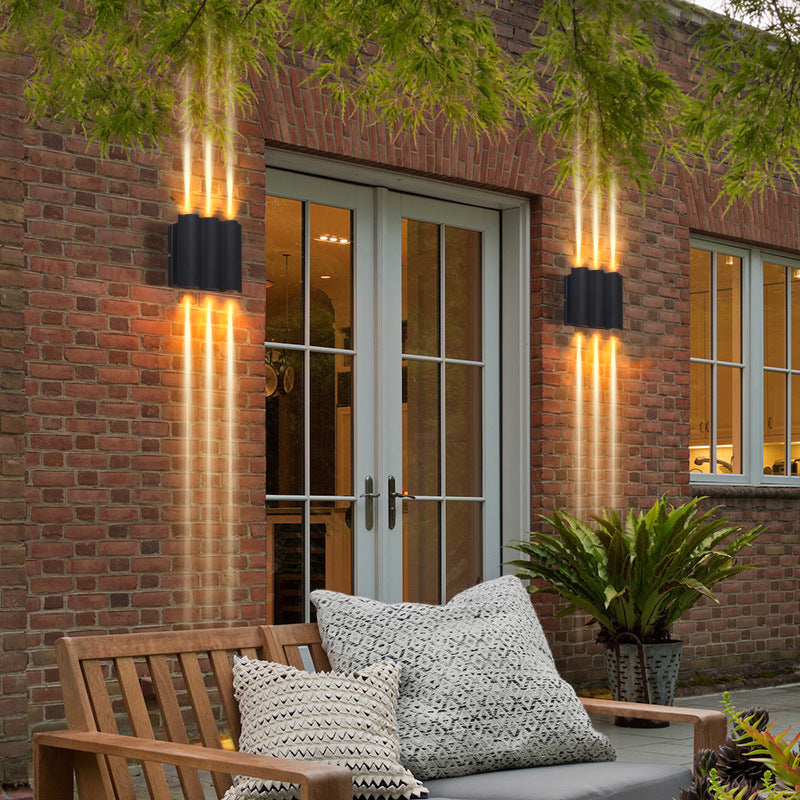 Black Rectangular LED Outdoor Wall Lamp in Modern Creative Style Aluminium Waterproof Wall Light