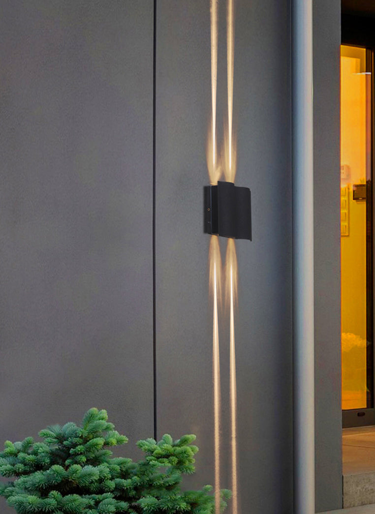 Black Rectangular LED Outdoor Wall Lamp in Modern Creative Style Aluminium Waterproof Wall Light