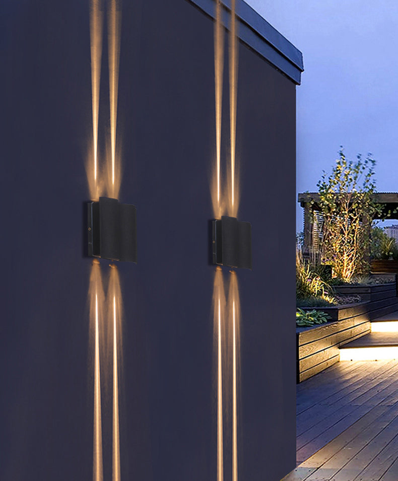 Black Rectangular LED Outdoor Wall Lamp in Modern Creative Style Aluminium Waterproof Wall Light