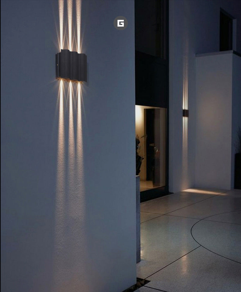 Black Rectangular LED Outdoor Wall Lamp in Modern Creative Style Aluminium Waterproof Wall Light