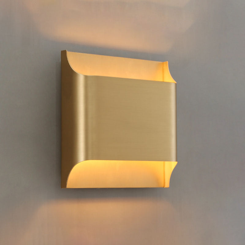 Gold Contemporary Metal Wall Lighting 1-Light Squared Sconce Light for Bedroom