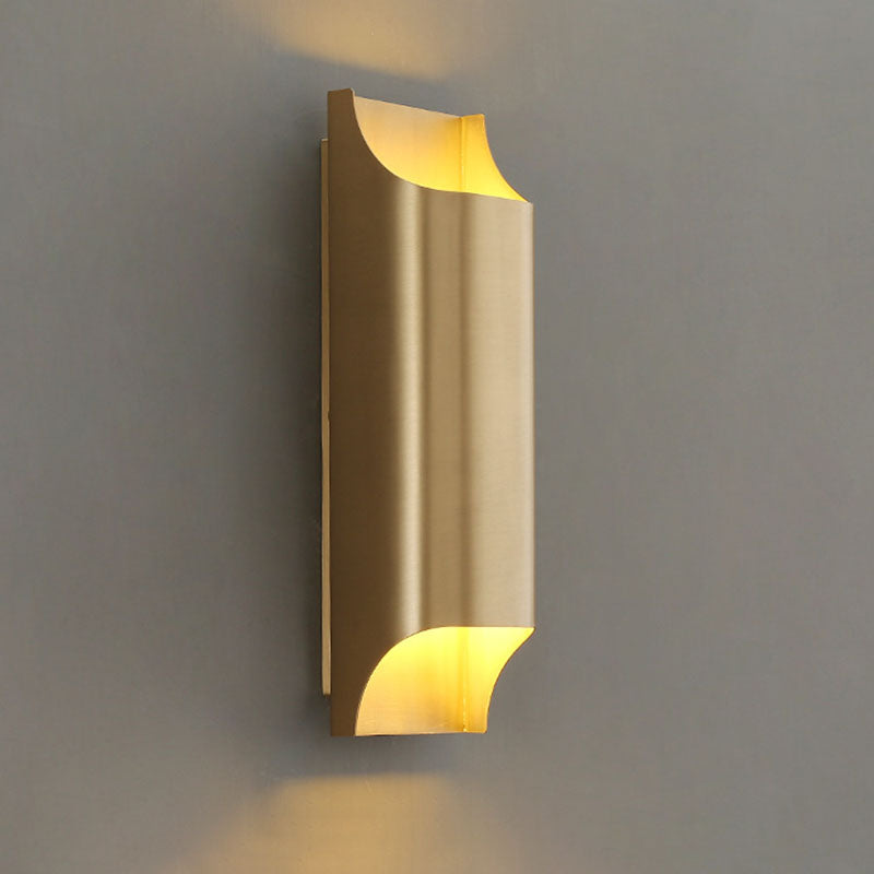 Gold Contemporary Metal Wall Lighting 1-Light Squared Sconce Light for Bedroom