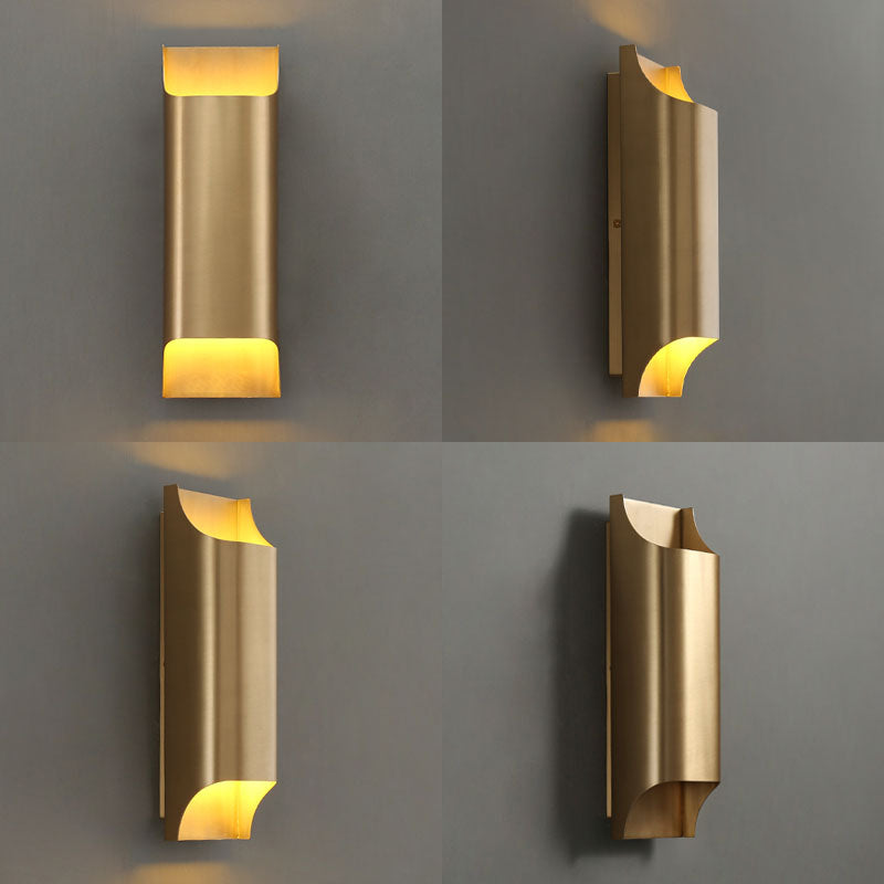Gold Contemporary Metal Wall Lighting 1-Light Squared Sconce Light for Bedroom