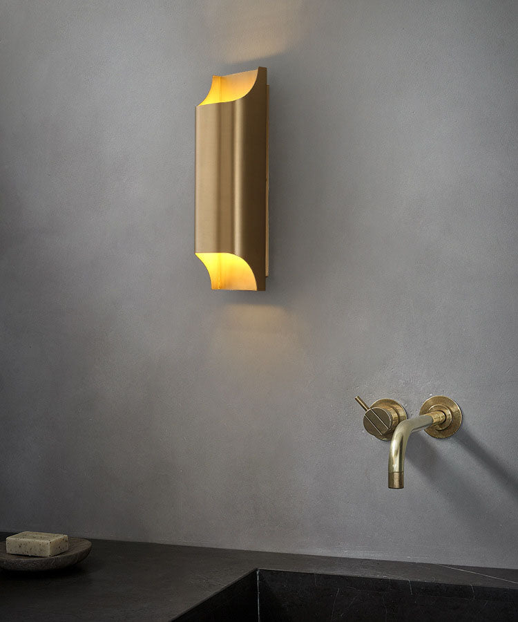 Gold Contemporary Metal Wall Lighting 1-Light Squared Sconce Light for Bedroom