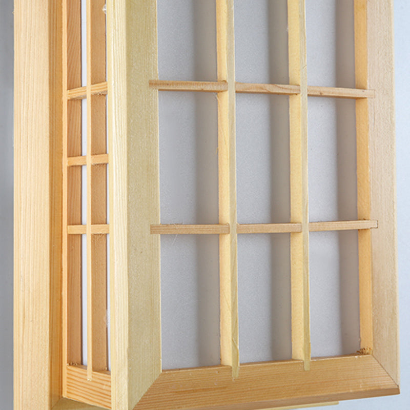 Rectangular Wood Wall Light Japanese 1-Light Wall Mount Light for Dining Room