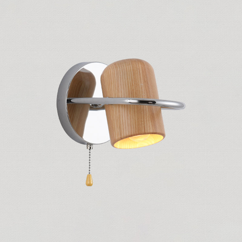 Modern Wood Reading Wall Mount Lamp Bedroom Wall Lighting Fixture with 1 Spotlight