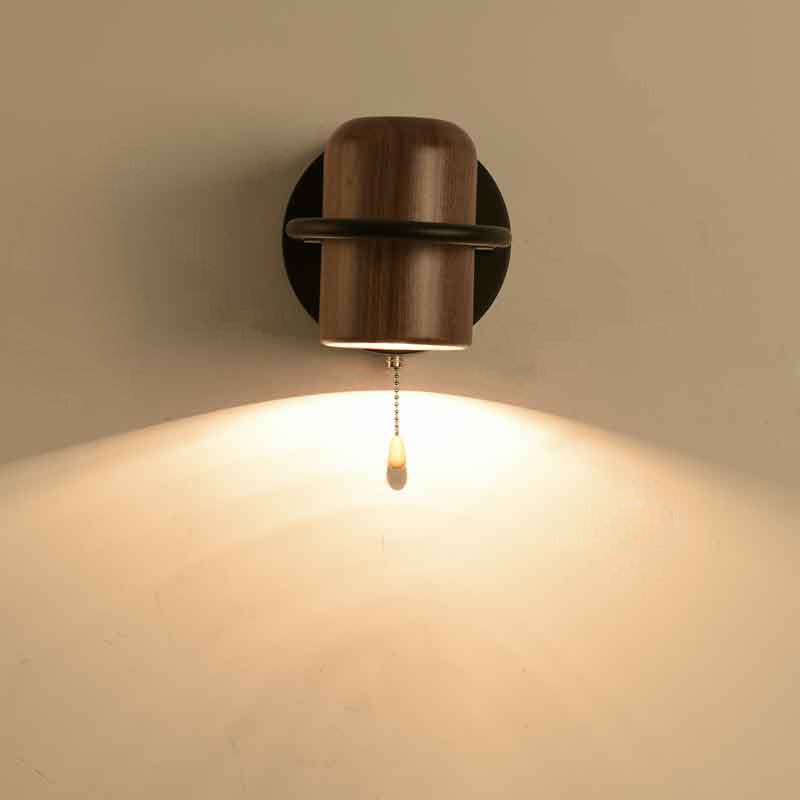 Modern Wood Reading Wall Mount Lamp Bedroom Wall Lighting Fixture with 1 Spotlight