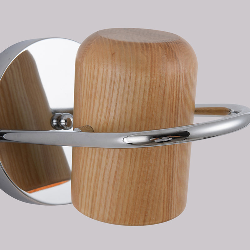 Modern Wood Reading Wall Mount Lamp Bedroom Wall Lighting Fixture with 1 Spotlight