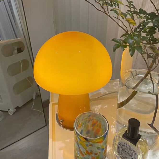 Macaron Style Dome Shade Table Light Glass 1 Head Bedroom Nightstand Lamp