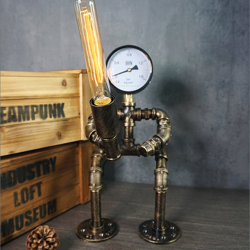Metal Robot Night Lamp Industrial Steampunk Style 1-Light Bedroom Table Light