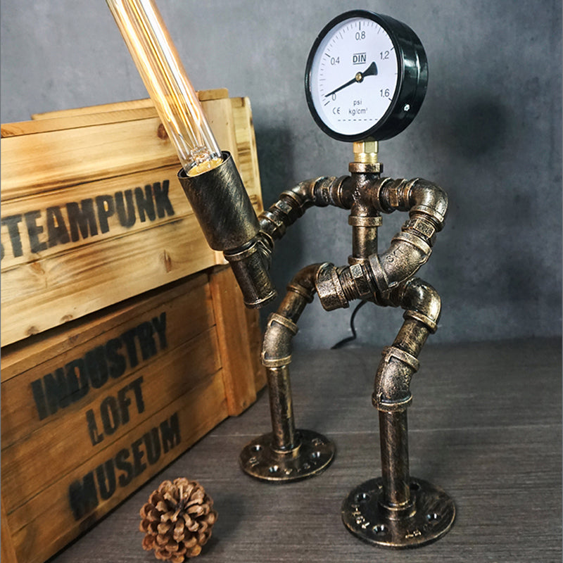 Metal Robot Night Lamp Industrial Steampunk Style 1-Light Bedroom Table Light