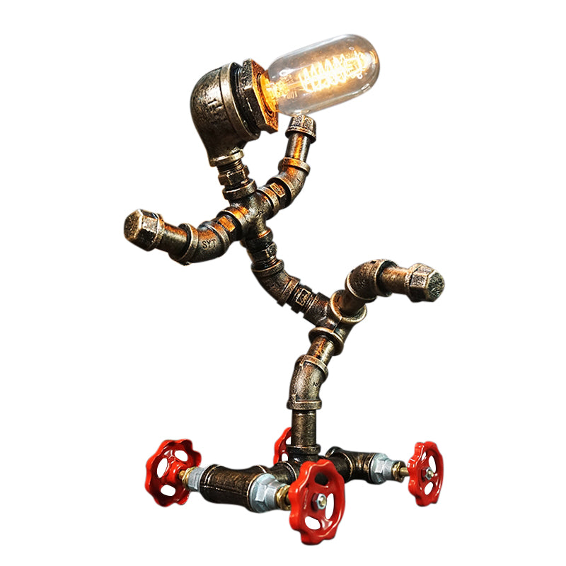 Metal Robot Night Lamp Industrial Steampunk Style 1-Light Bedroom Table Light