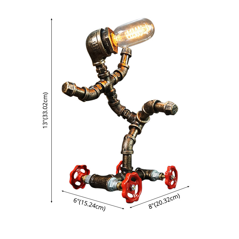 Metal Robot Night Lamp Industrial Steampunk Style 1-Light Bedroom Table Light