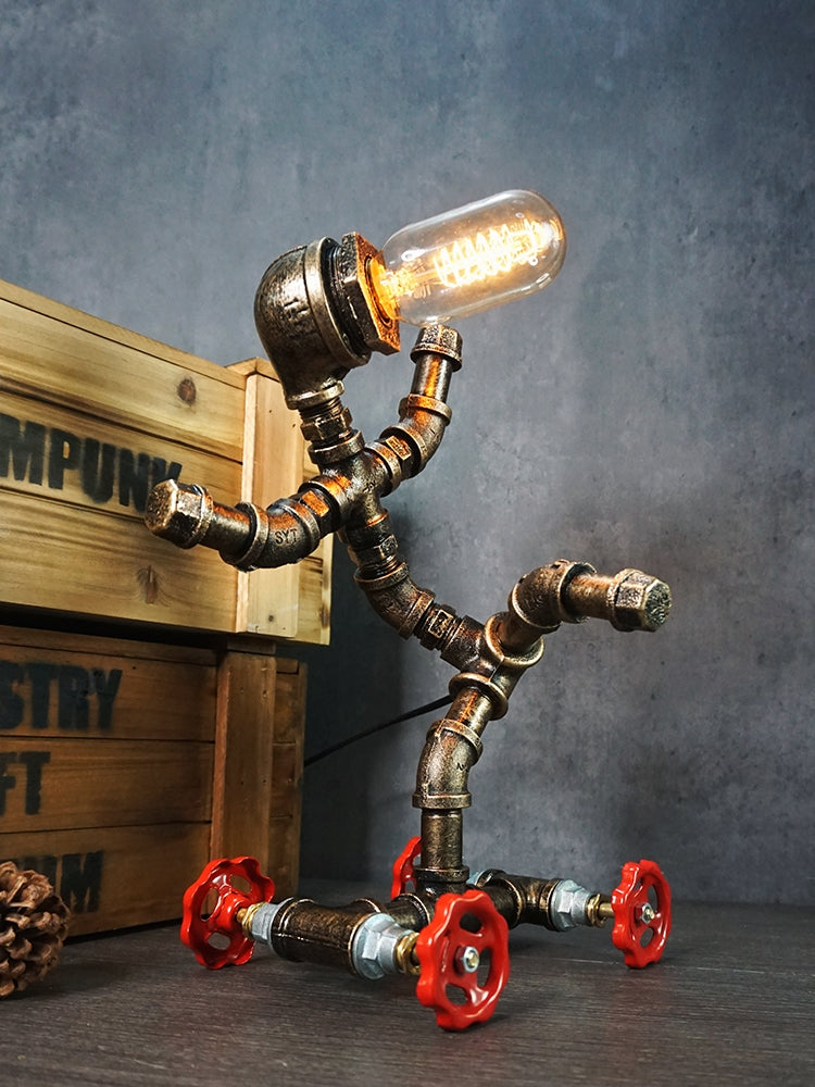 Metal Robot Night Lamp Industrial Steampunk Style 1-Light Bedroom Table Light