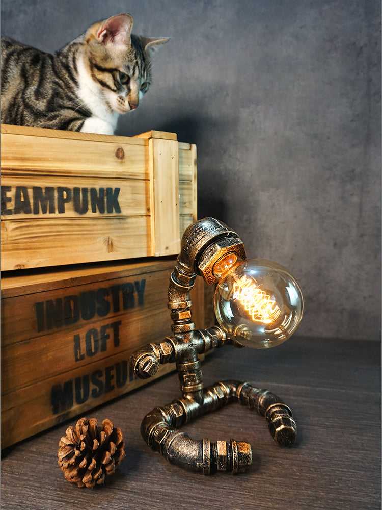 Metal Robot Night Lamp Industrial Steampunk Style 1-Light Bedroom Table Light