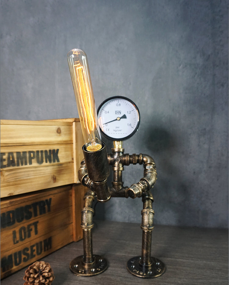 Metal Robot Night Lamp Industrial Steampunk Style 1-Light Bedroom Table Light