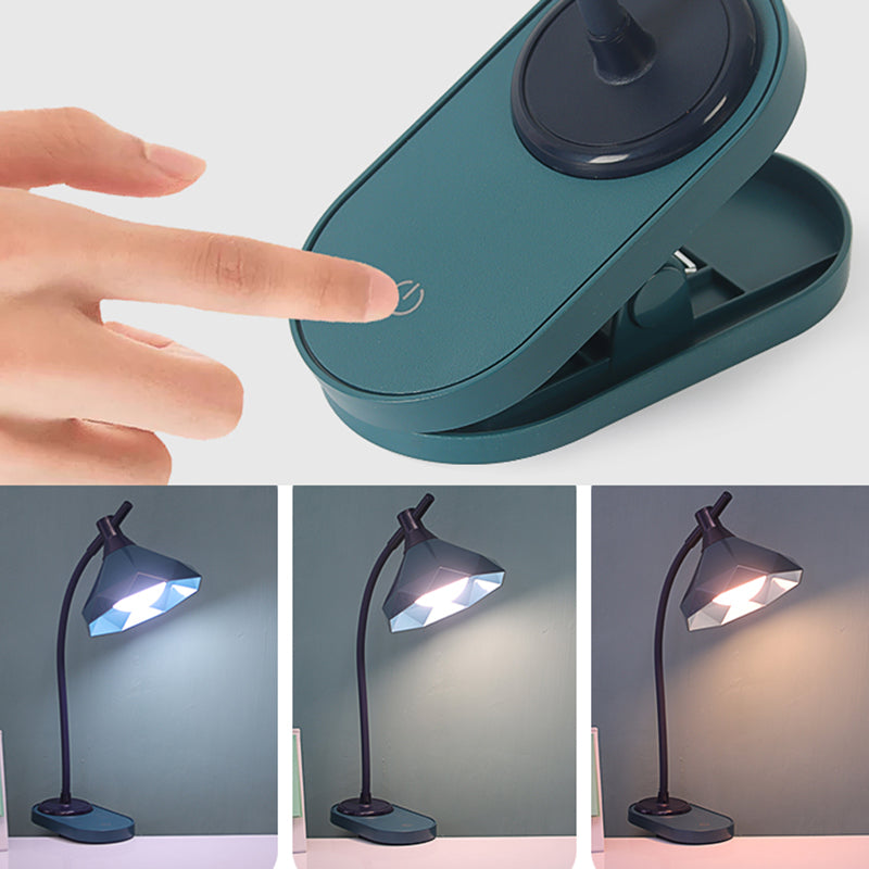 Lámpara de escritorio de sujetador con forma de diamante Macaron de plástico para la habitación de la habitación del niño recargable Luz de estudio LED