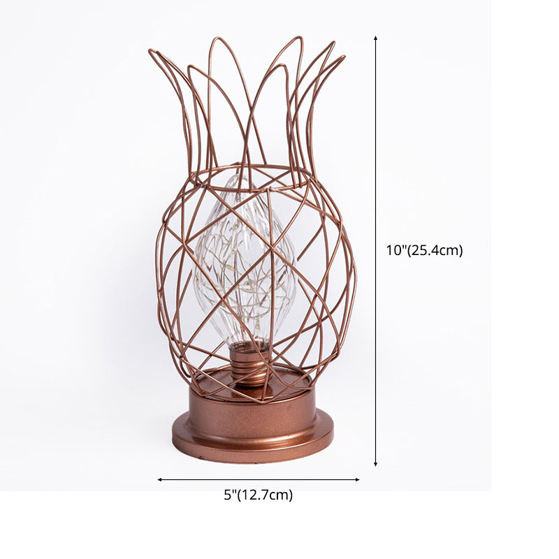 Macaron Lampada da letto a forma di ananas a forma di ananas lampada da letto a 1 luci con design a gabbia