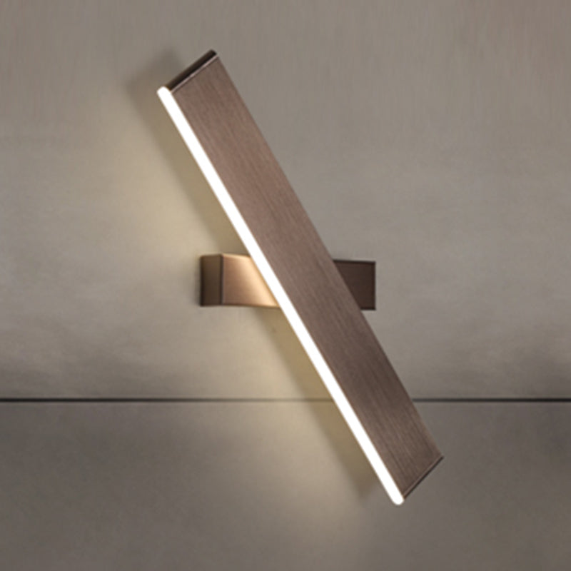 Brown Rectangular LED Wall Lamp in Modern Artistic Style Aluminium Rotatable Wall Light for Bedroom