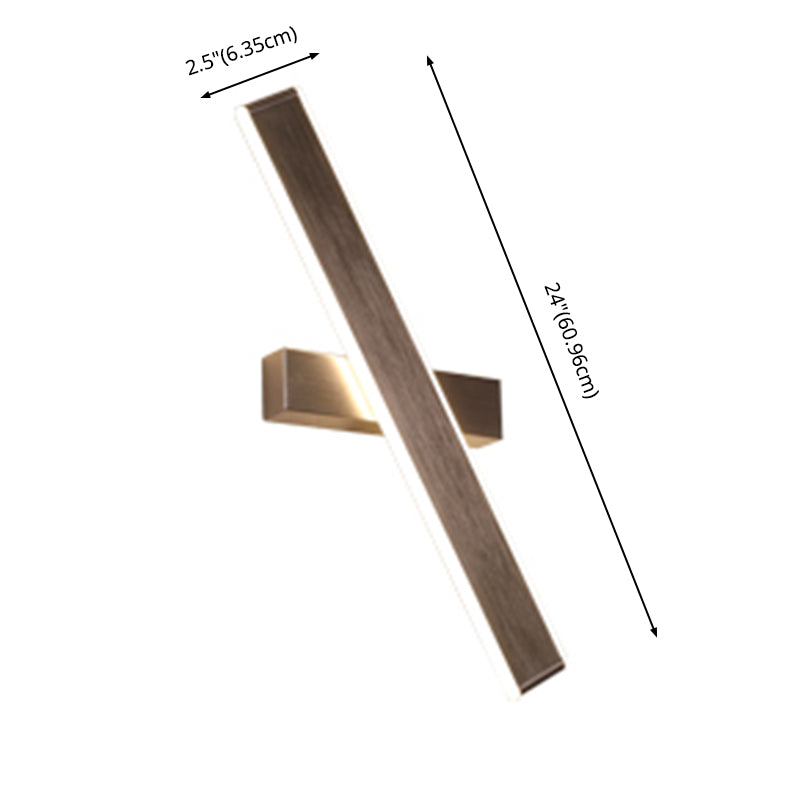 Brown Rectangular LED Wall Lamp in Modern Artistic Style Aluminium Rotatable Wall Light for Bedroom