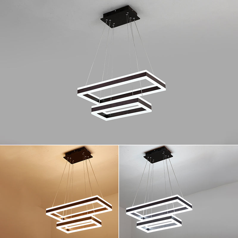 Black Tiered Metal Squared Ceiling Pendant Contemporary Ceiling Lighting Fixtures