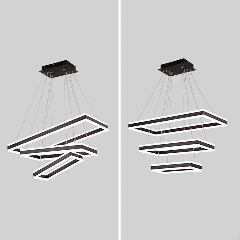 Black Tiered Metal Squared Ceiling Pendant Contemporary Ceiling Lighting Fixtures