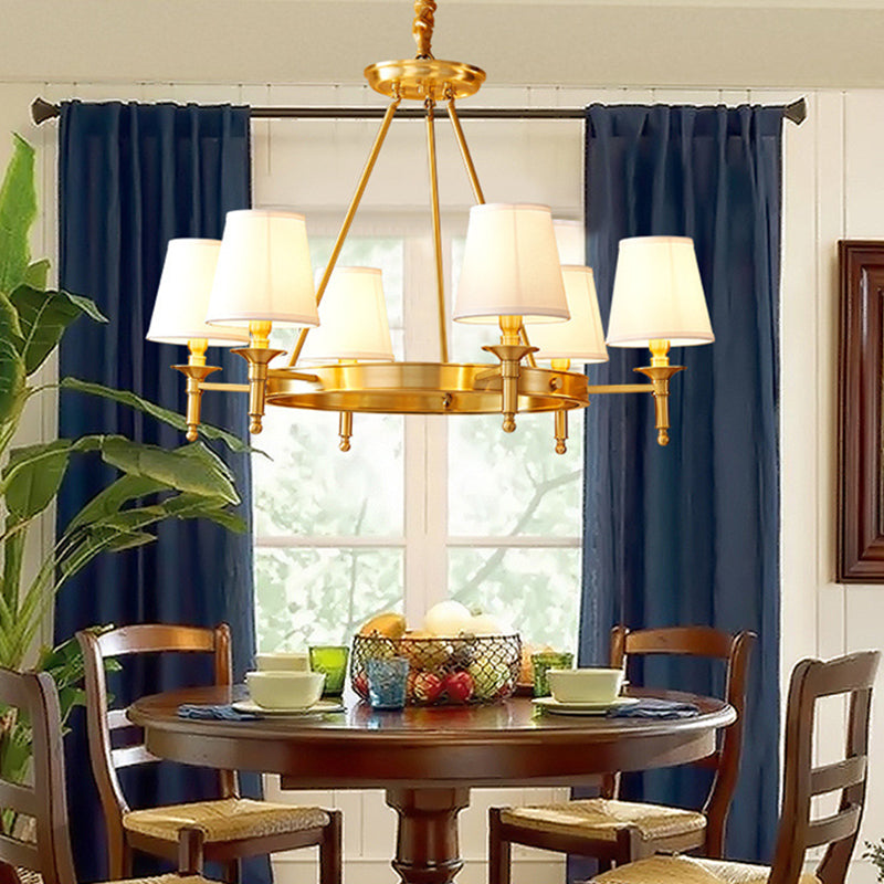 Copper Fabric Chandelier Light Fixtures Cone Ceiling Light Fixture for Living Room