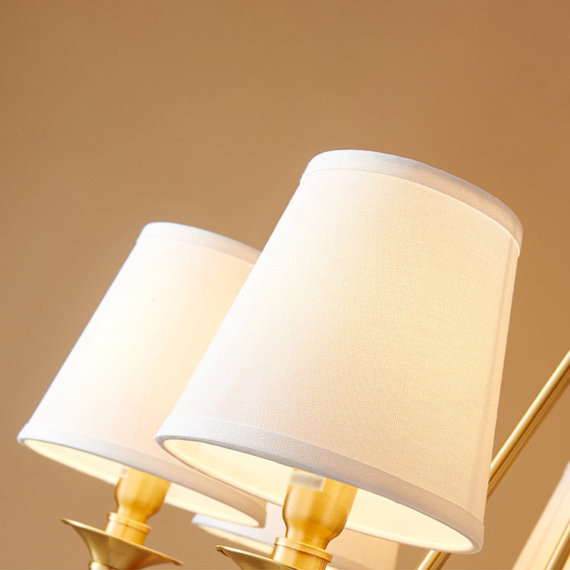 Copper Fabric Chandelier Light Fixtures Cone Ceiling Light Fixture for Living Room