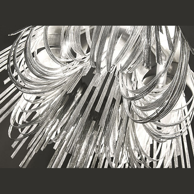 Metal Chain Shade Chandelier Light Fixtures Contemporary Hanging Lamp for Living Room