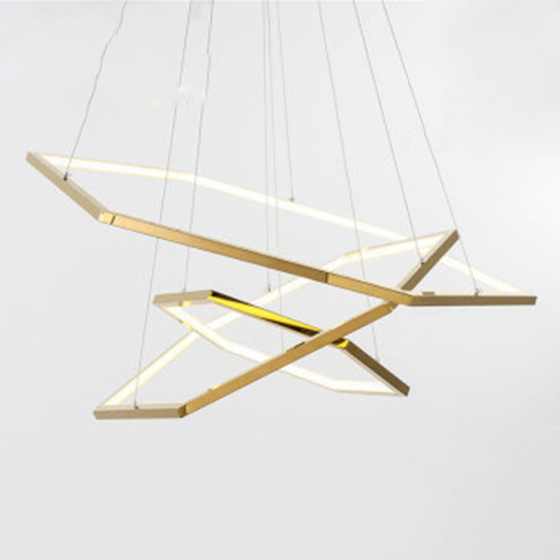 Contemporary Tiered LED Hanging Ceiling Lights Gold Metal Pendant Chandelier for Living Room