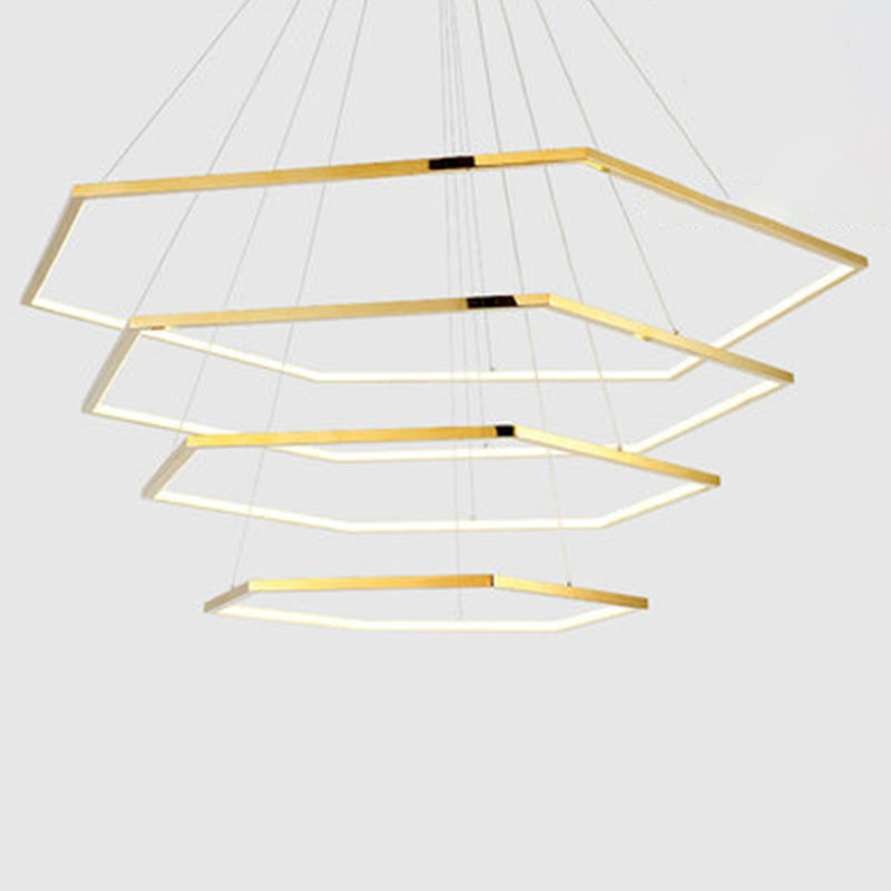 Contemporary Tiered LED Hanging Ceiling Lights Gold Metal Pendant Chandelier for Living Room
