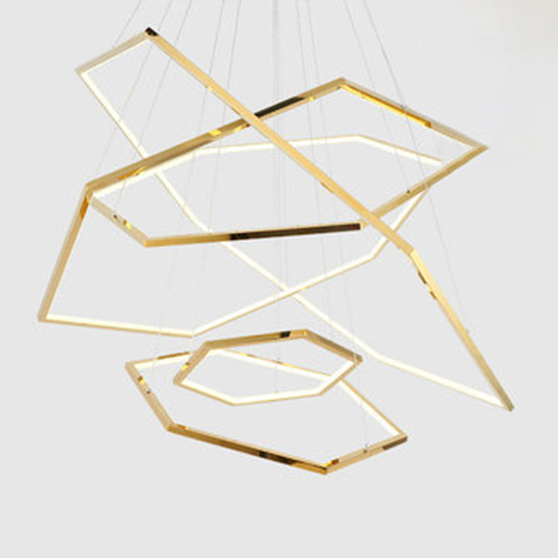Contemporary Tiered LED Hanging Ceiling Lights Gold Metal Pendant Chandelier for Living Room