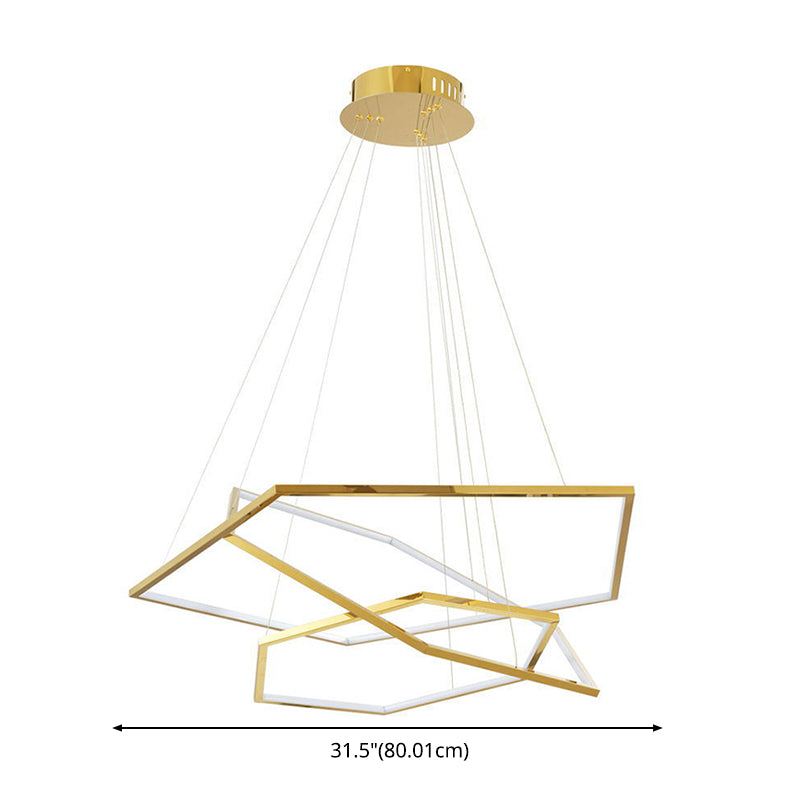 Contemporary Tiered LED Hanging Ceiling Lights Gold Metal Pendant Chandelier for Living Room