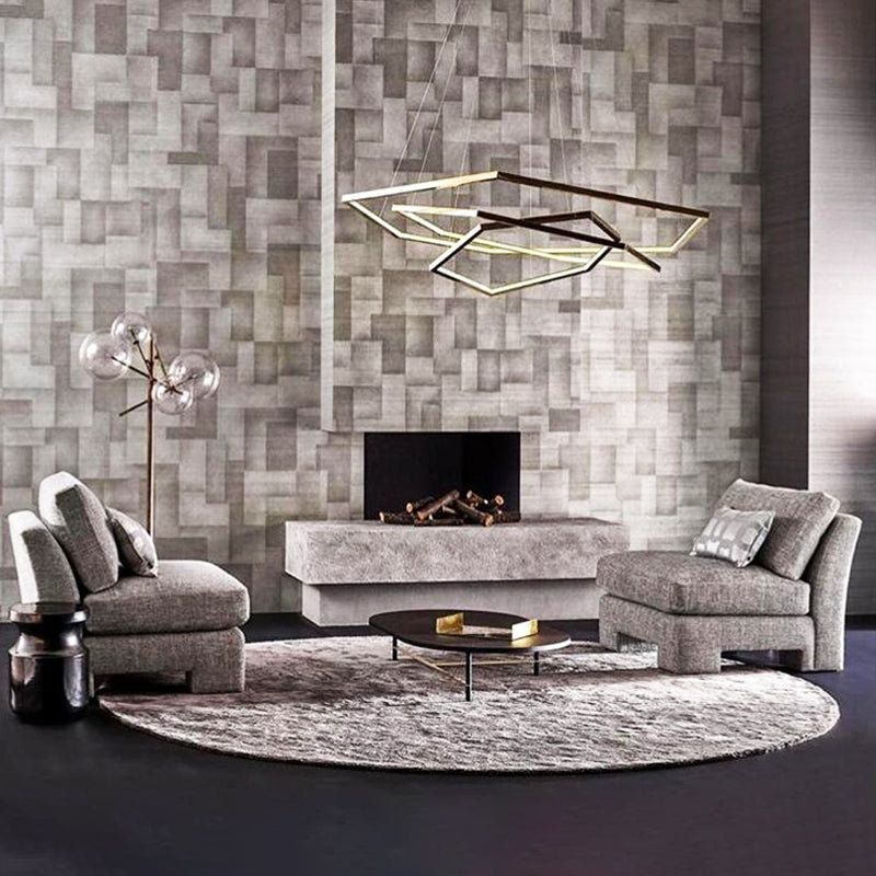 Contemporary Tiered LED Hanging Ceiling Lights Gold Metal Pendant Chandelier for Living Room