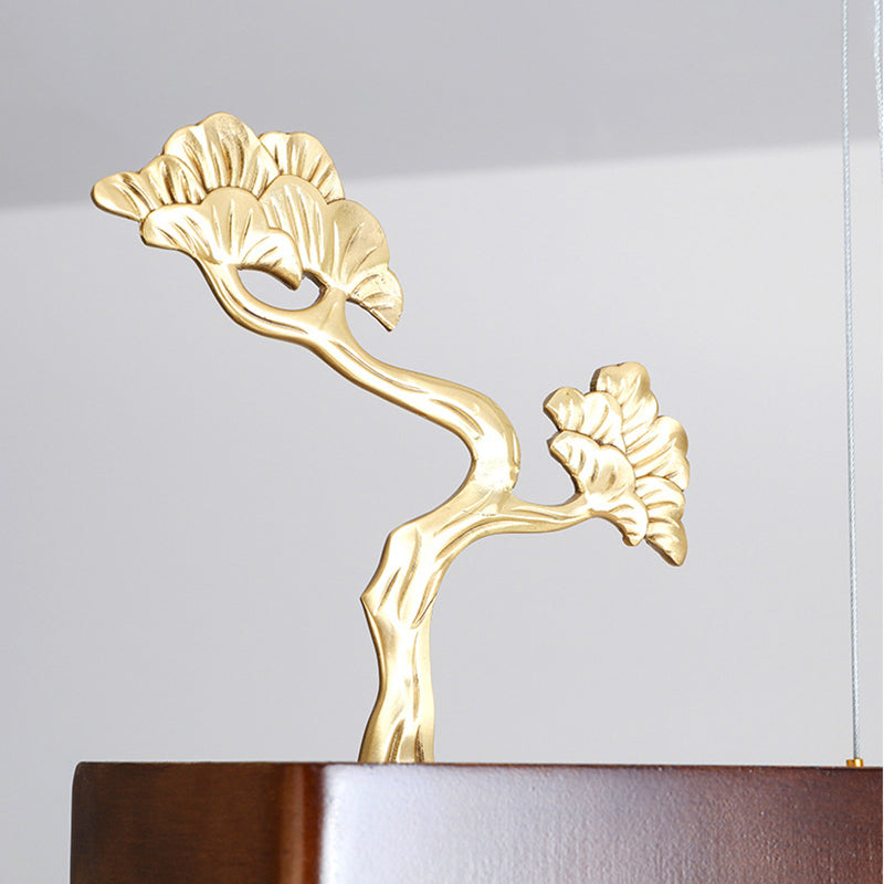 Nueva lámpara de lámpara de madera moderna colgante de isla LED lineal para casa de té