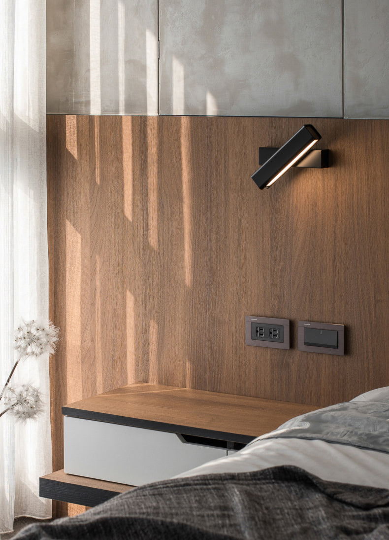 Luz de pared giratoria LED de aluminio en una lámpara de pared acrílica de estilo conciso moderno para dormitorio