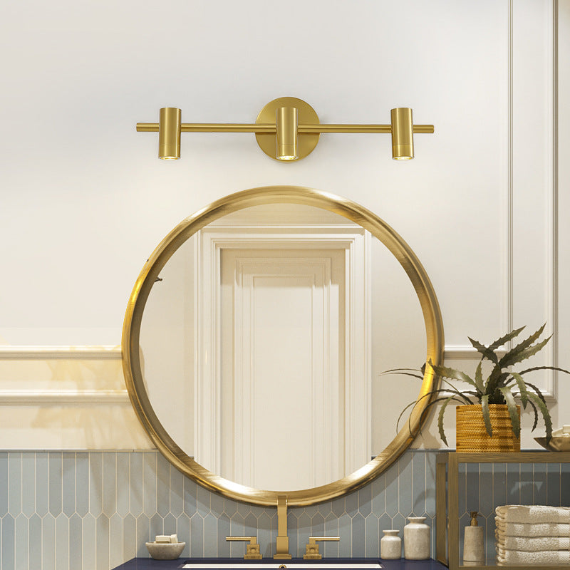 Postmodern Simplicity Cylinder Vanity Sconce Lights Brass Wall Mount Light Fixture for Bathroom