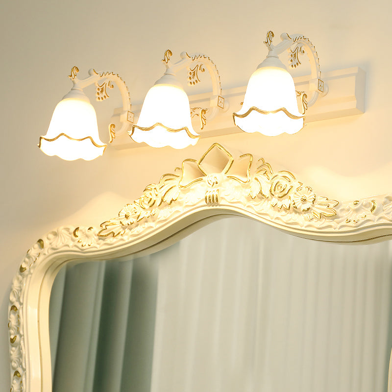 Traditional Simplicity Bell Vanity Sconce Lights Milk Glass Wall Mount Light Fixture for Bathroom