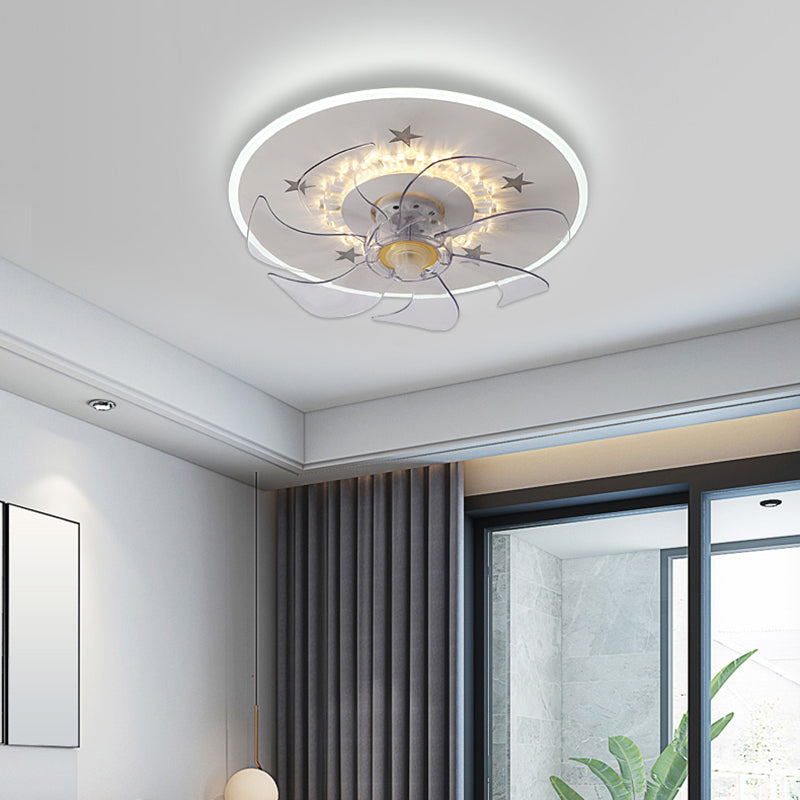 Weiße Stern Deckenlüftel Lampe Nordic LED Metal Semi Flush Mount Light für Schlafzimmer
