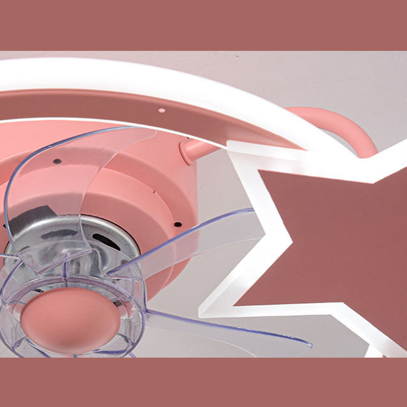 Cartoon LED Semi Flush Lampe Circular Fan Ventimeur avec une teinte acrylique pour la salle des enfants