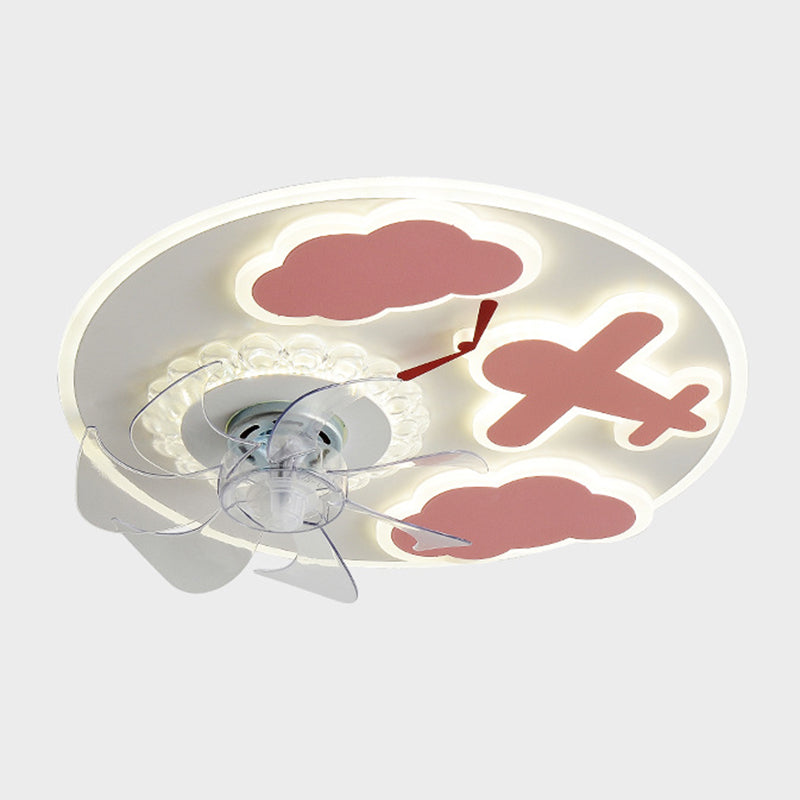 Carton nuage ventilateur de plafond lumière plafond acrylic kid room LED semi flush Mount Light