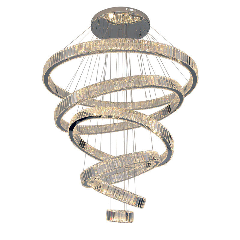 Silver Crystal Hanging Pendant Lights Contemporary Tiered Hanging Lamps for Living Room