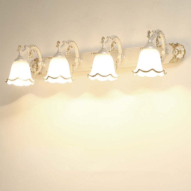 Traditional Simplicity Bell Vanity Sconce Lights Milk Glass Wall Mount Light Fixture for Bathroom