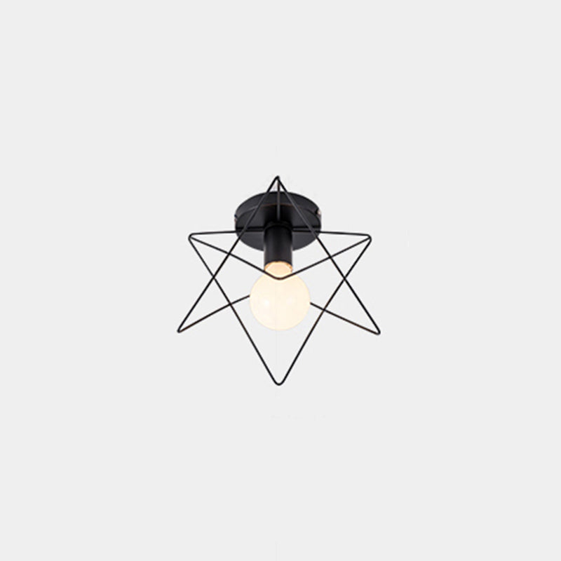 Près de Ceiling Éclairage Loft Style Geometric Metal Ceiling Light Fixture in Black