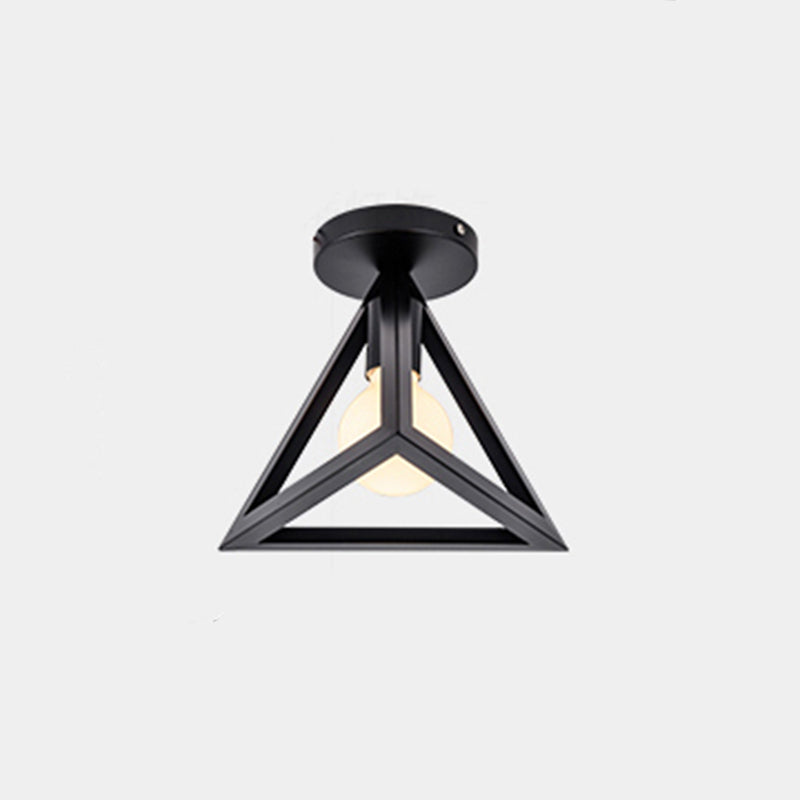 Près de Ceiling Éclairage Loft Style Geometric Metal Ceiling Light Fixture in Black