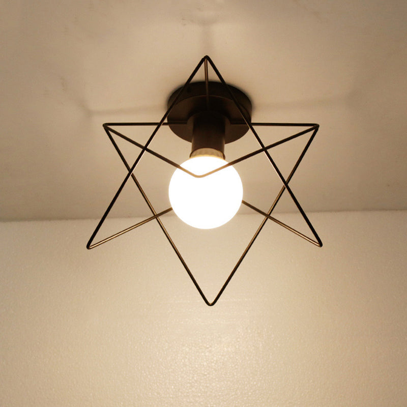 Près de Ceiling Éclairage Loft Style Geometric Metal Ceiling Light Fixture in Black
