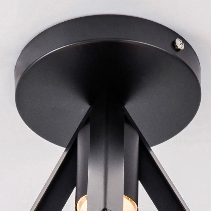 Près de Ceiling Éclairage Loft Style Geometric Metal Ceiling Light Fixture in Black