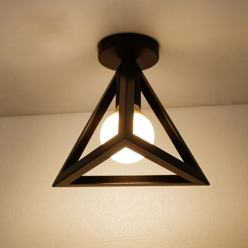 Près de Ceiling Éclairage Loft Style Geometric Metal Ceiling Light Fixture in Black