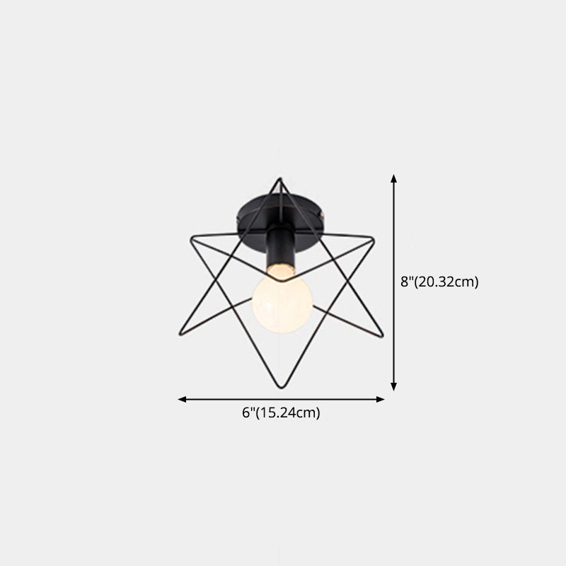 Près de Ceiling Éclairage Loft Style Geometric Metal Ceiling Light Fixture in Black